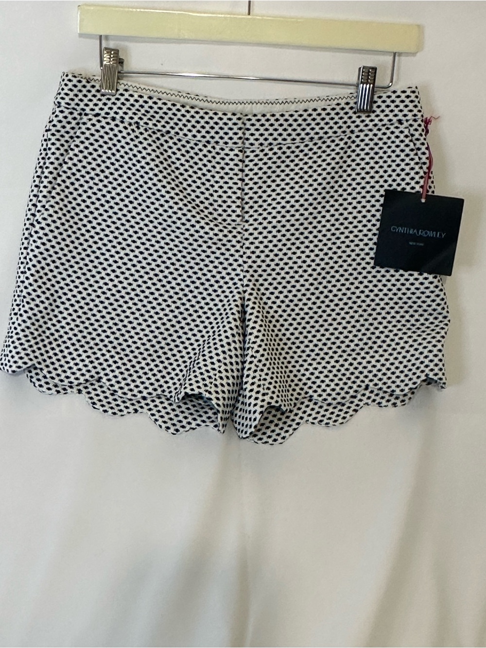 Cynthia Rowley Black & White Scalloped Hem High Waist Shorts
